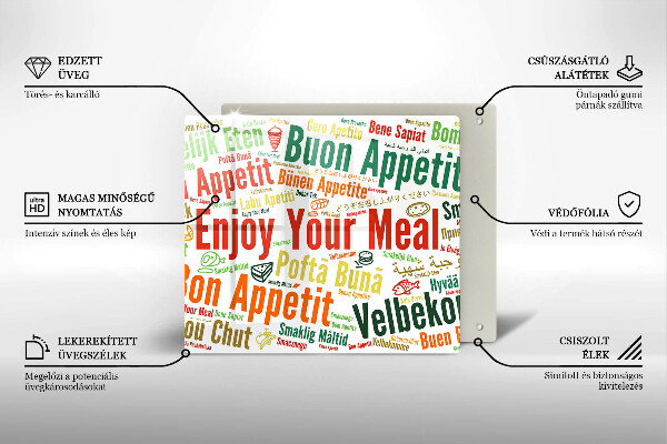 Stenska zaščitna plošča za štedilnik Podnapisi Bon appetit jeziki