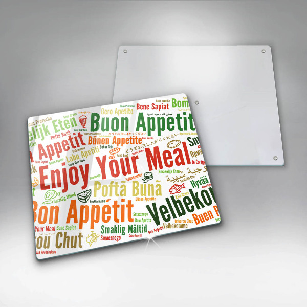 Stenska zaščitna plošča za štedilnik Podnapisi Bon appetit jeziki