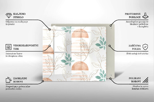 Zaščitna plošča za štedilnik Boho vzorec listov