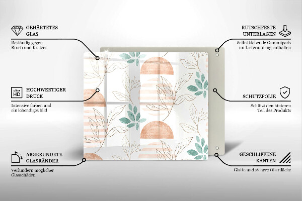 Zaščitna plošča za štedilnik Boho vzorec listov