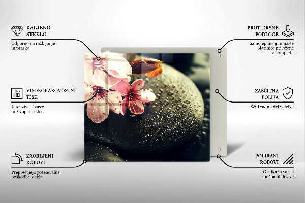 Zaščitna plošča za štedilnik Rože zen kamni