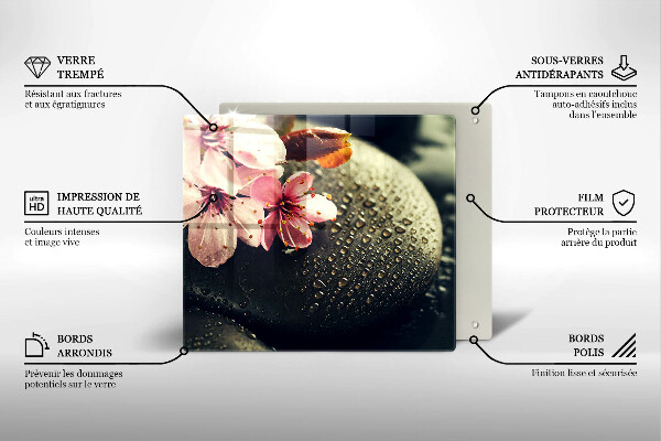 Zaščitna plošča za štedilnik Rože zen kamni