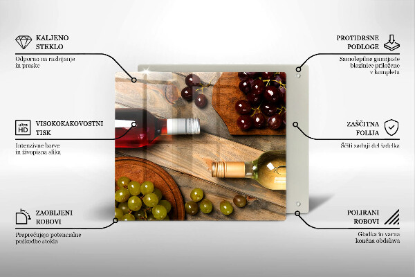 Zaščitna plošča za štedilnik Vinske steklenice in grozdje