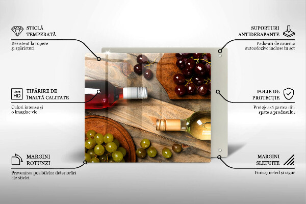 Zaščitna plošča za štedilnik Vinske steklenice in grozdje