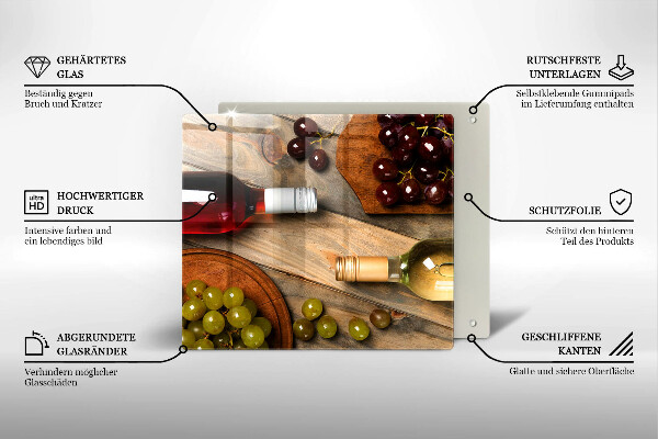 Zaščitna plošča za štedilnik Vinske steklenice in grozdje