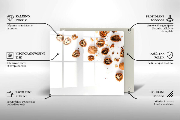 Zaščitna plošča za štedilnik Orehi na belem ozadju