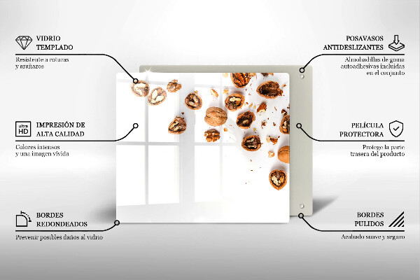 Zaščitna plošča za štedilnik Orehi na belem ozadju