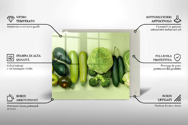 Zaščitna plošča za štedilnik Zeleno sadje in zelenjava