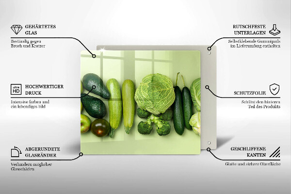 Zaščitna plošča za štedilnik Zeleno sadje in zelenjava