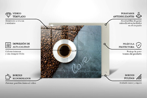 Stenska zaščitna plošča za štedilnik Kavna zrna in skodelica