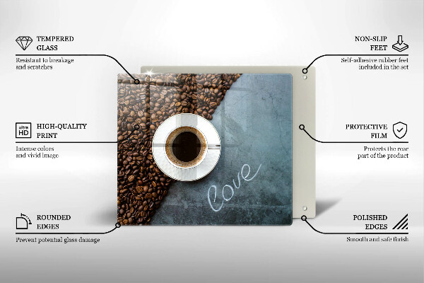 Stenska zaščitna plošča za štedilnik Kavna zrna in skodelica