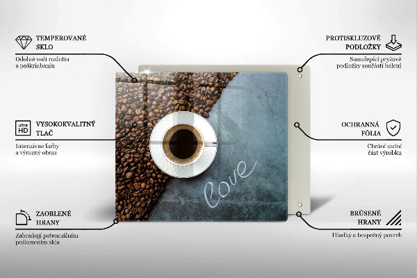Stenska zaščitna plošča za štedilnik Kavna zrna in skodelica