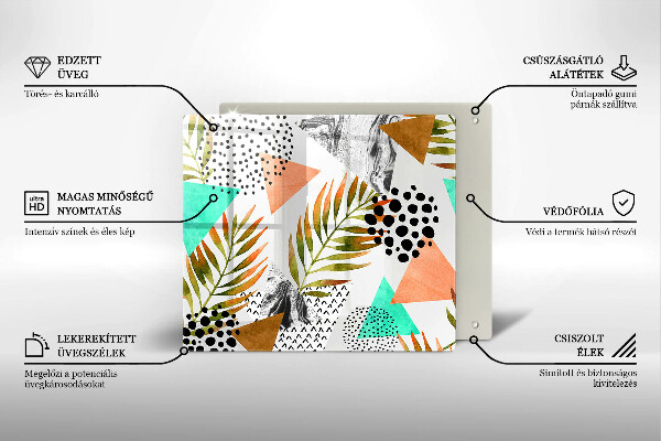 Zaščitna plošča za štedilnik Boho vzorec listov