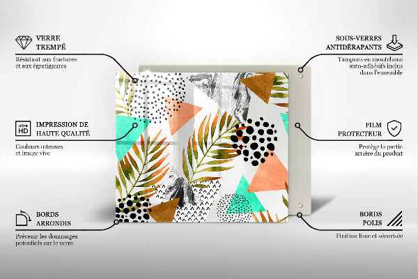 Zaščitna plošča za štedilnik Boho vzorec listov