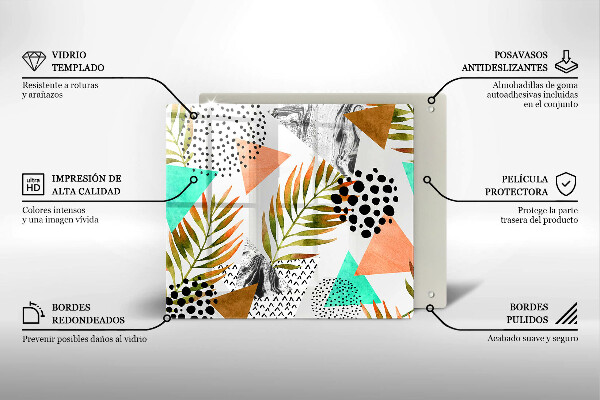 Zaščitna plošča za štedilnik Boho vzorec listov