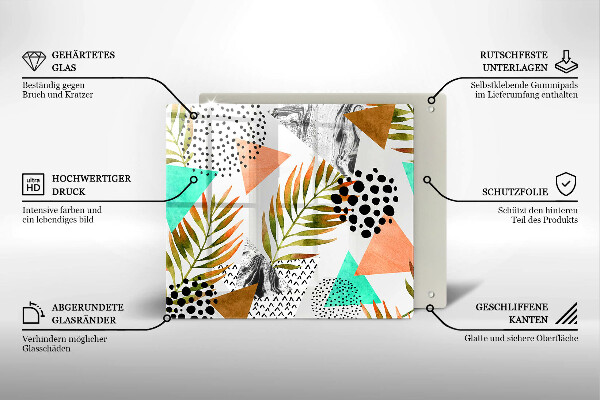 Zaščitna plošča za štedilnik Boho vzorec listov