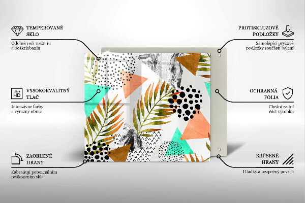 Zaščitna plošča za štedilnik Boho vzorec listov