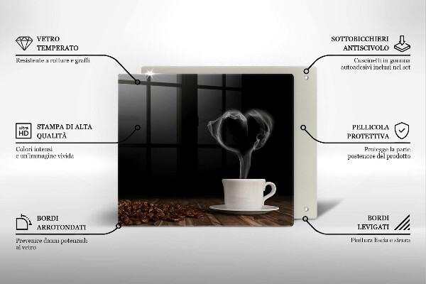 Zaščitna plošča za štedilnik Kavna skodelica srce