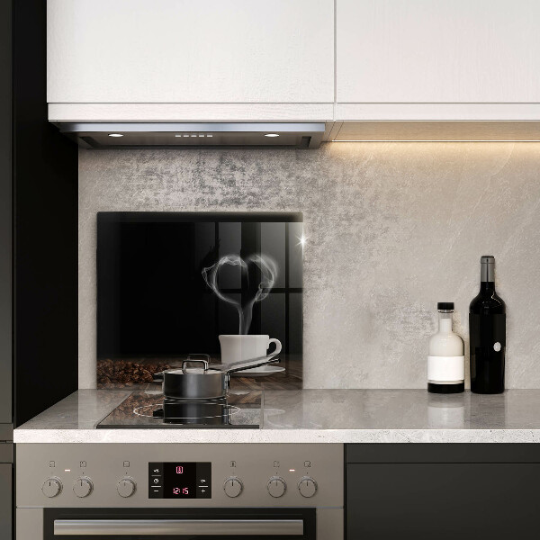 Zaščitna plošča za štedilnik Kavna skodelica srce