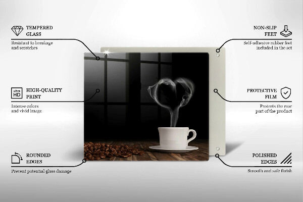 Zaščitna plošča za štedilnik Kavna skodelica srce