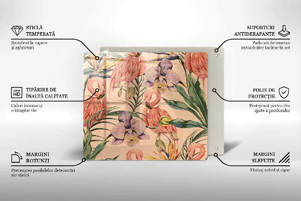 Zaščitna plošča za štedilnik Ilustracija flamingov