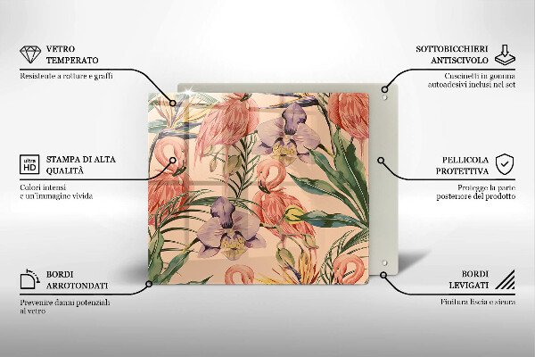 Zaščitna plošča za štedilnik Ilustracija flamingov