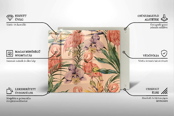 Zaščitna plošča za štedilnik Ilustracija flamingov