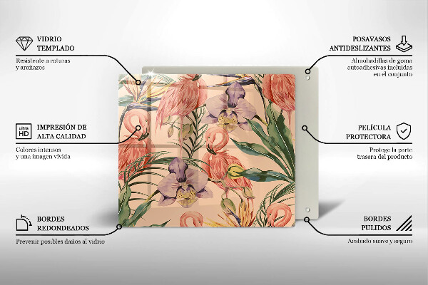 Zaščitna plošča za štedilnik Ilustracija flamingov