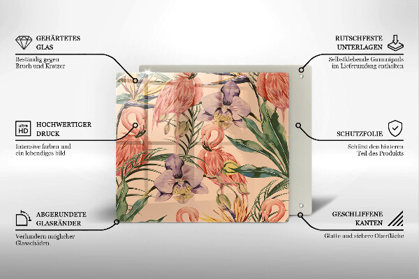 Zaščitna plošča za štedilnik Ilustracija flamingov