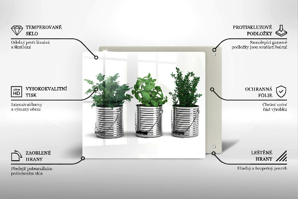 Zaščitna plošča za štedilnik Lončki z zeliščnimi rastlinami