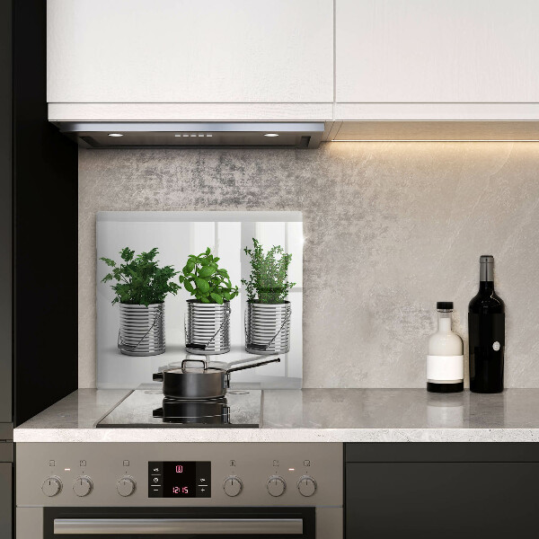 Zaščitna plošča za štedilnik Lončki z zeliščnimi rastlinami