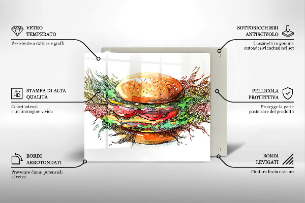 Zaščitna plošča za štedilnik Risba hamburgerja