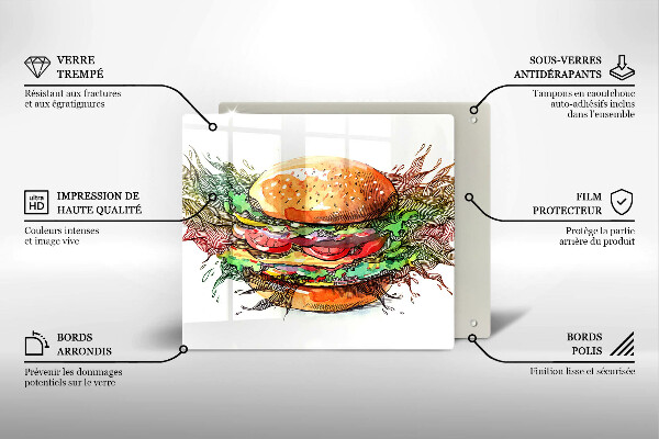 Zaščitna plošča za štedilnik Risba hamburgerja