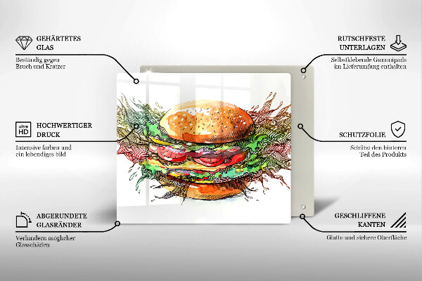 Zaščitna plošča za štedilnik Risba hamburgerja