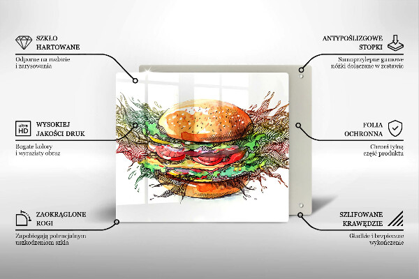 Zaščitna plošča za štedilnik Risba hamburgerja