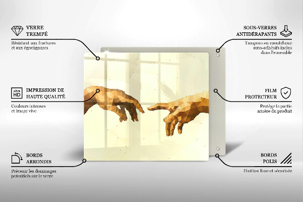 Zaščitna plošča za štedilnik Stvarjenje Adamovih rok