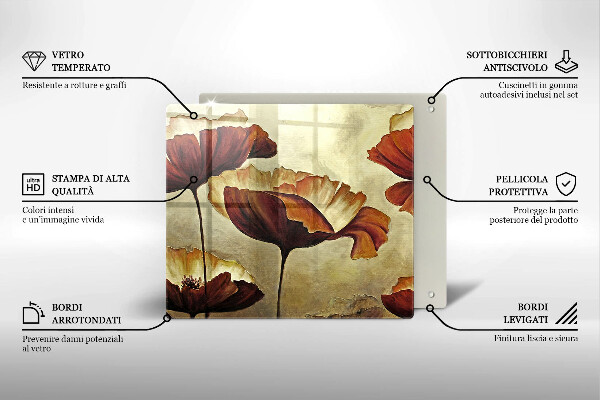 Zaščitna plošča za štedilnik Poslikane boho rože