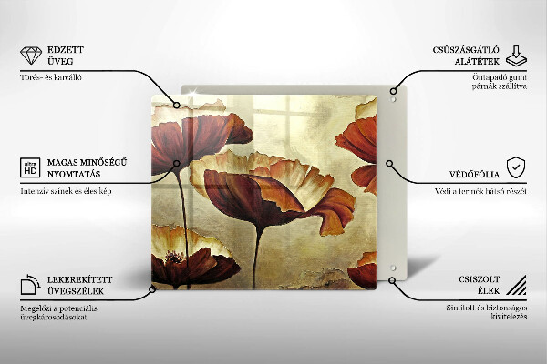 Zaščitna plošča za štedilnik Poslikane boho rože