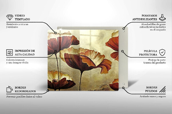 Zaščitna plošča za štedilnik Poslikane boho rože