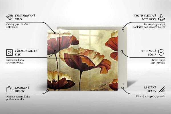 Zaščitna plošča za štedilnik Poslikane boho rože