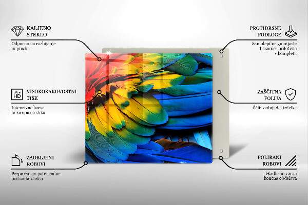 Stenska zaščitna plošča za štedilnik Pisano perje papige