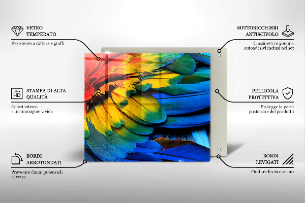 Stenska zaščitna plošča za štedilnik Pisano perje papige