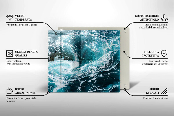 Stenska zaščitna plošča za štedilnik Peneči se valovi vode