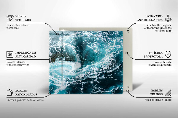 Stenska zaščitna plošča za štedilnik Peneči se valovi vode