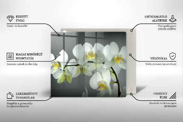 Zaščitna plošča za štedilnik Cvetovi belih orhidej