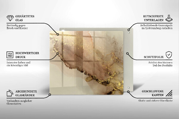 Stenska zaščitna plošča za štedilnik Zlata abstrakcija