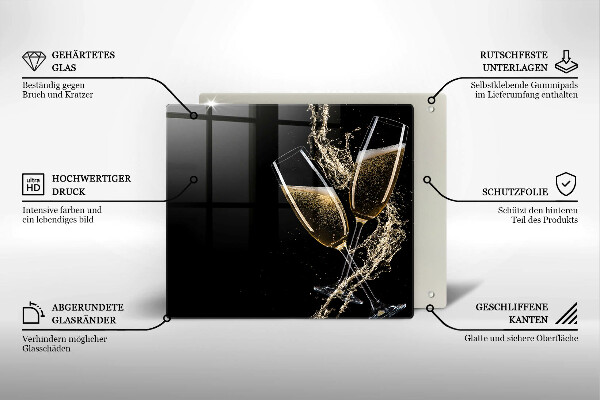Stenska zaščitna plošča za štedilnik Kozarci za šampanjec