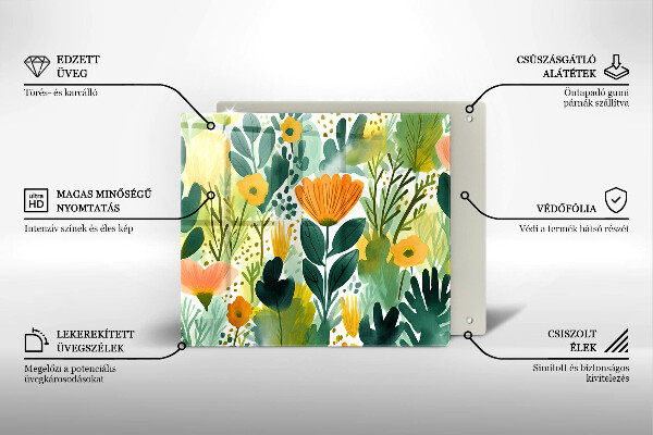 Zaščitna plošča za štedilnik Poslikane rože