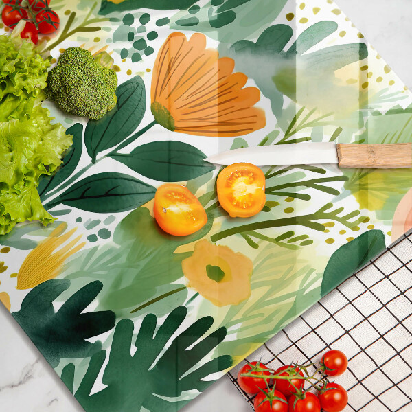 Zaščitna plošča za štedilnik Poslikane rože