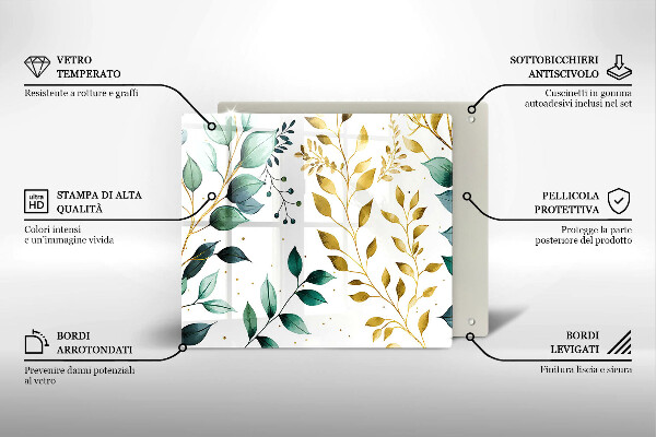 Zaščitna plošča za štedilnik Zeleni in zlati listi